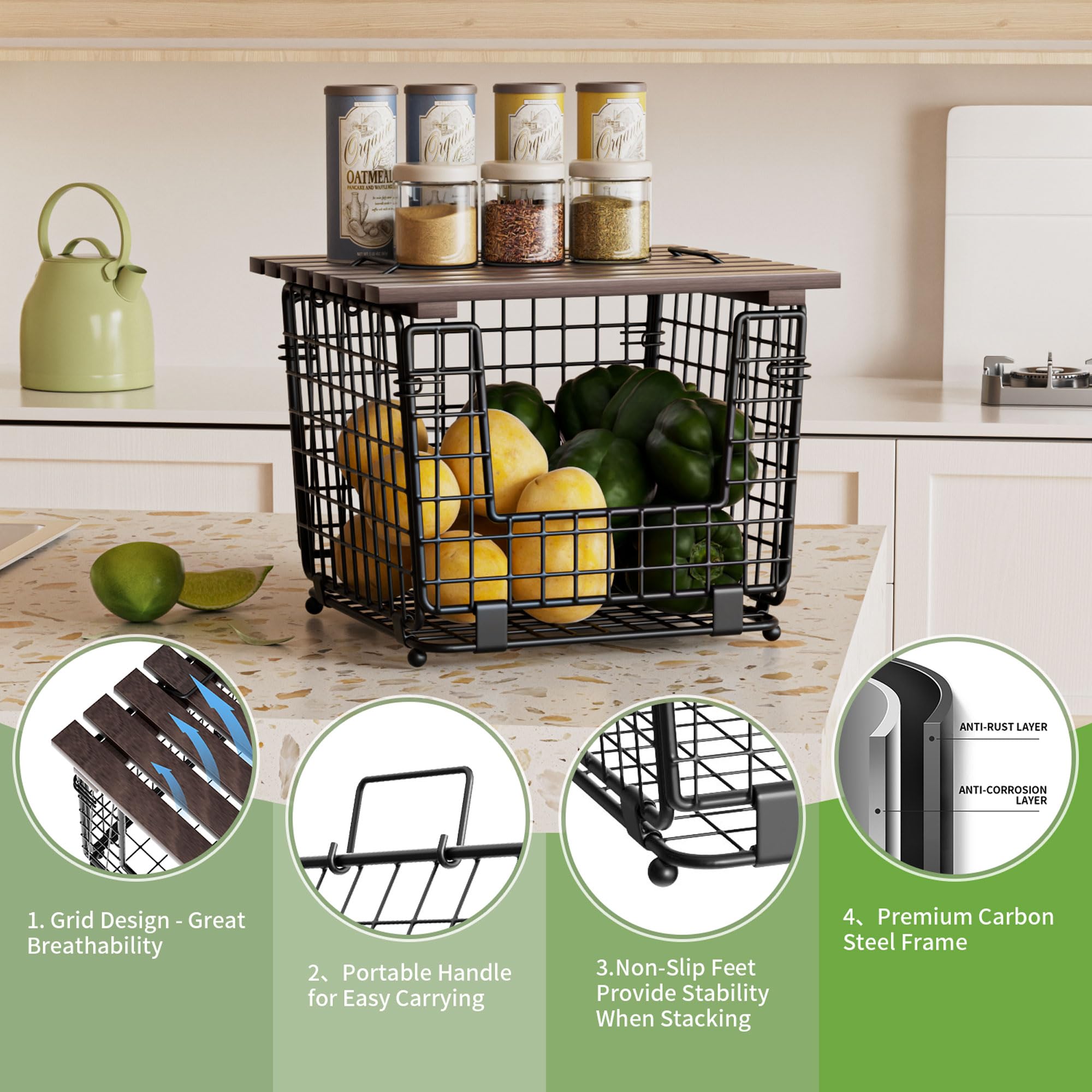 GGIU basket shows breathable mesh promoting airflow to keep produce fresh.