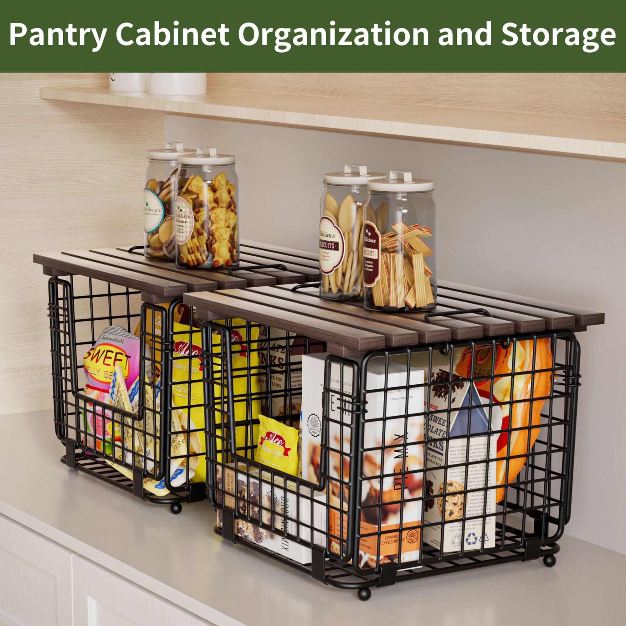 GGIU wire storage basket holding potatoes and onions to stay organized.