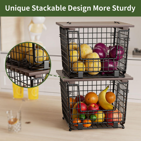 GGIU wire storage basket demonstrating stackable design saving counter space.
