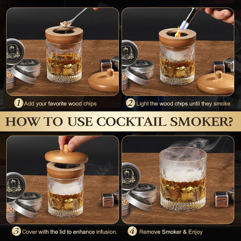 G GOOD GAIN smoking setup for cocktails and cheese adds aromatic flair.