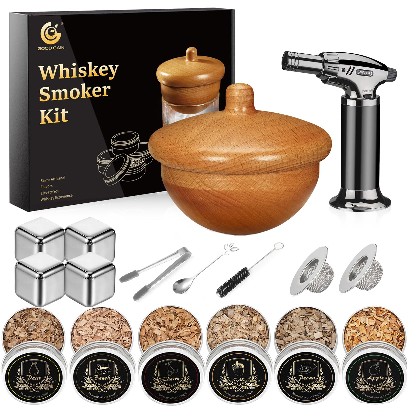 G GOOD GAIN whiskey smoker kit acorn design demonstrates premium aesthetic for elevated cocktails.
