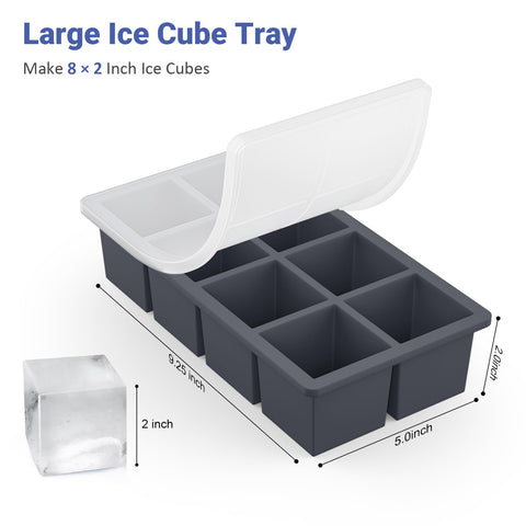 GGOW big-silicone-ice-cube-tray cocktail-use scene highlights 2-inch cubes for drinks.