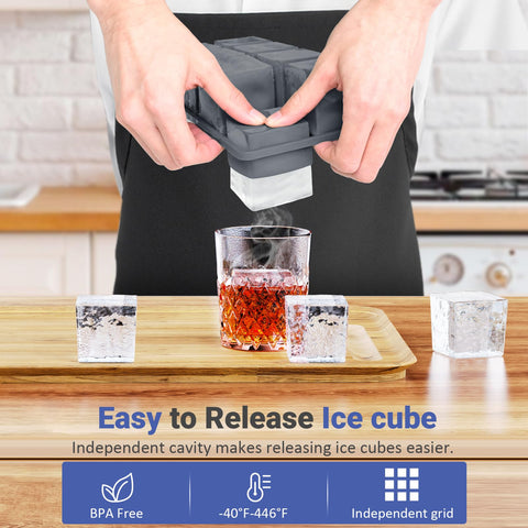 GGOW big-silicone-ice-cube-tray lid-snug-fit shows airtight seal keeping ice fresh.