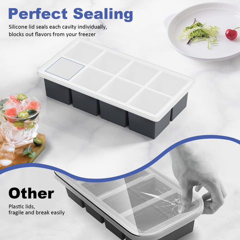 GGOW big-silicone-ice-cube-tray stackable-storage demonstrates space-saving freezer organization.