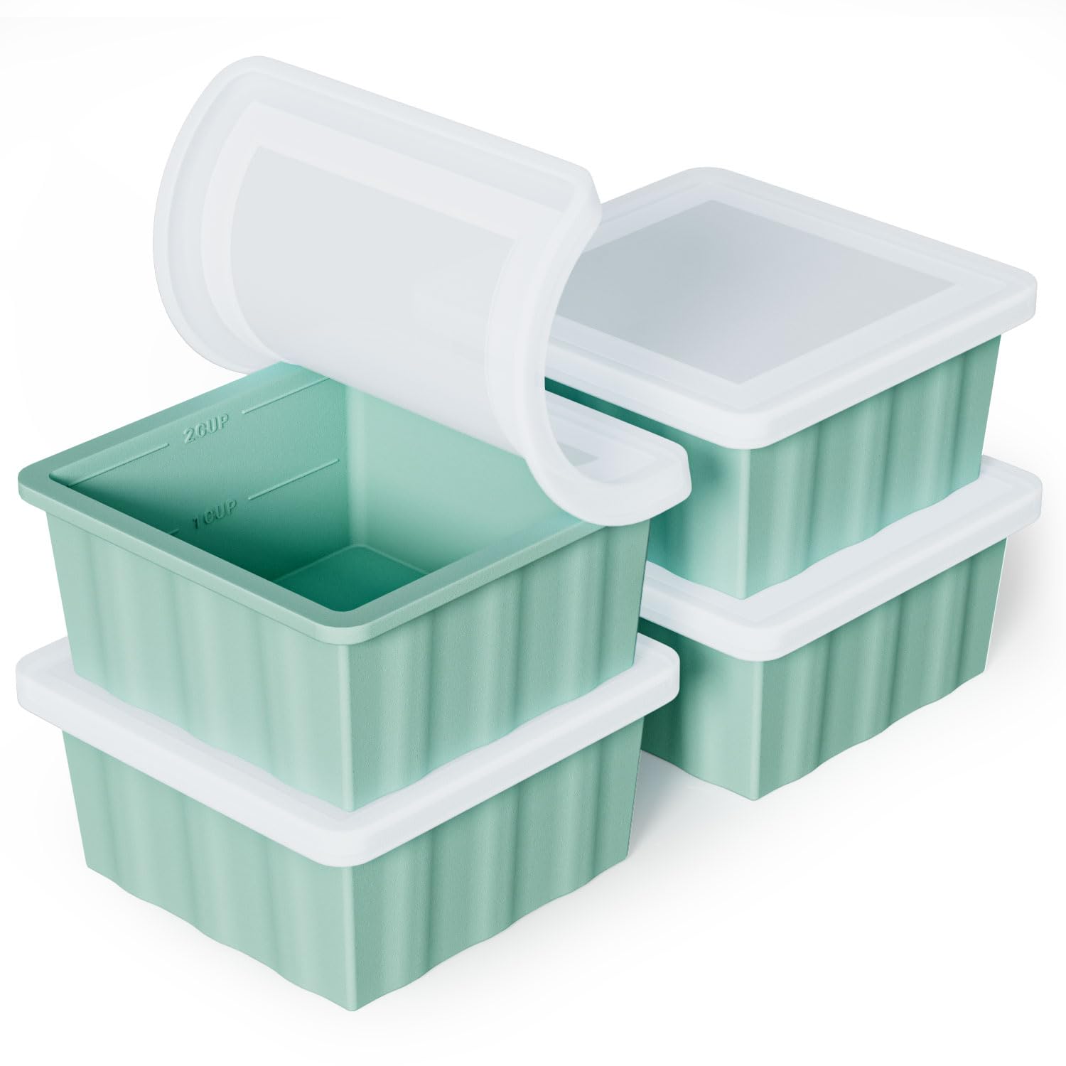 GGOW silicone freezer tray with lid enables easy release for 2-cup portions
