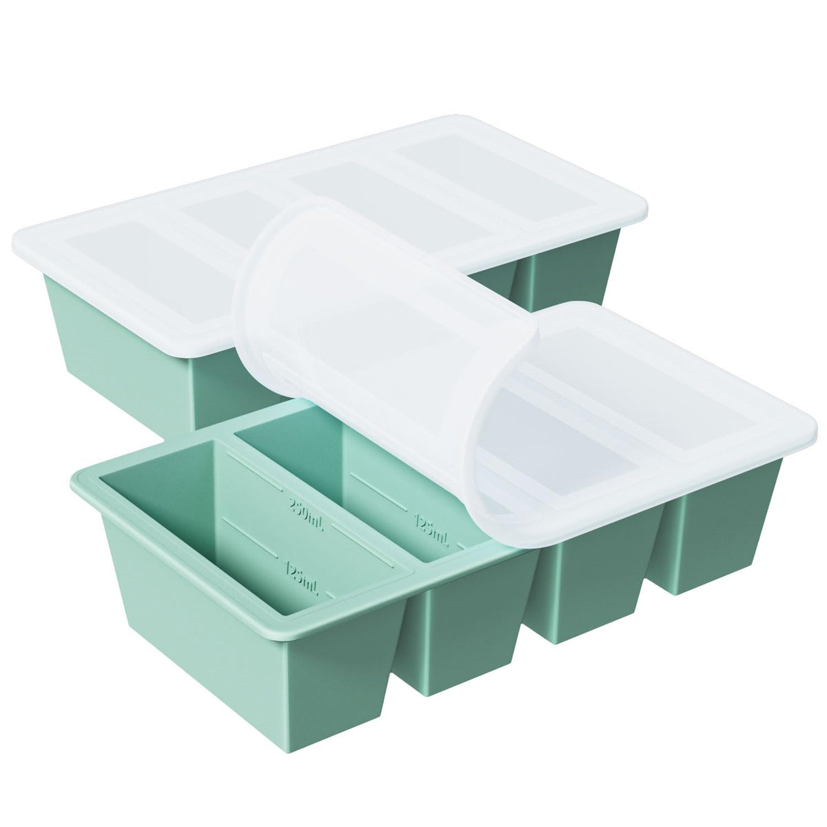 GGOW silicone freezer tray showing 125 ml and 250 ml cube portions for precise portioning.