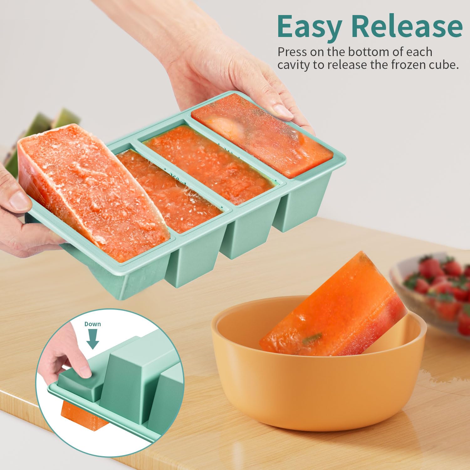 GGOW freezer tray with snug lid demonstrating spill-free storage during freezing.