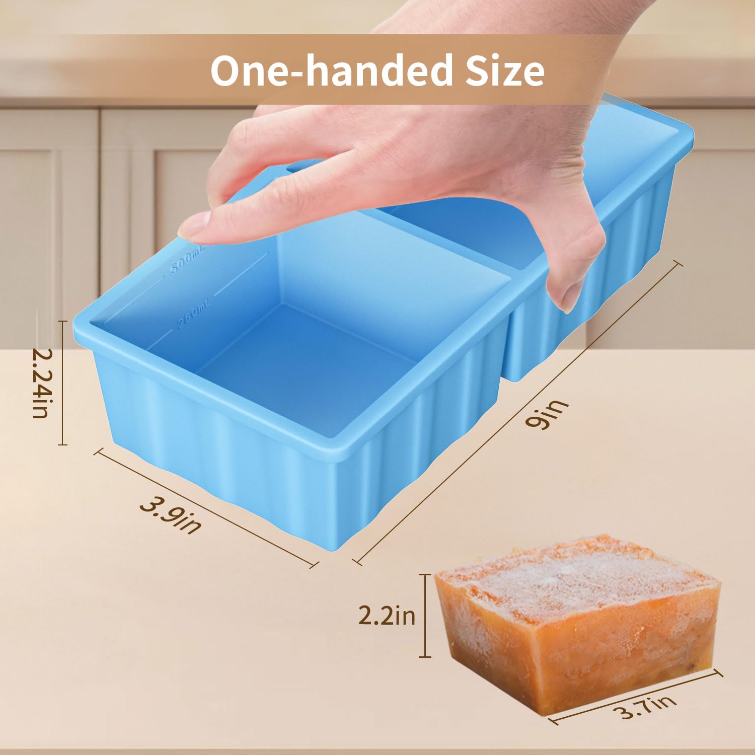 GGOW two-cup cubes stay stable and easy to stack for compact freezer storage.