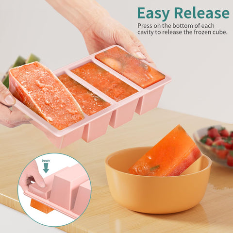 GGOW silicone freezer tray filled with cubes for easy batch cooking and freezing
