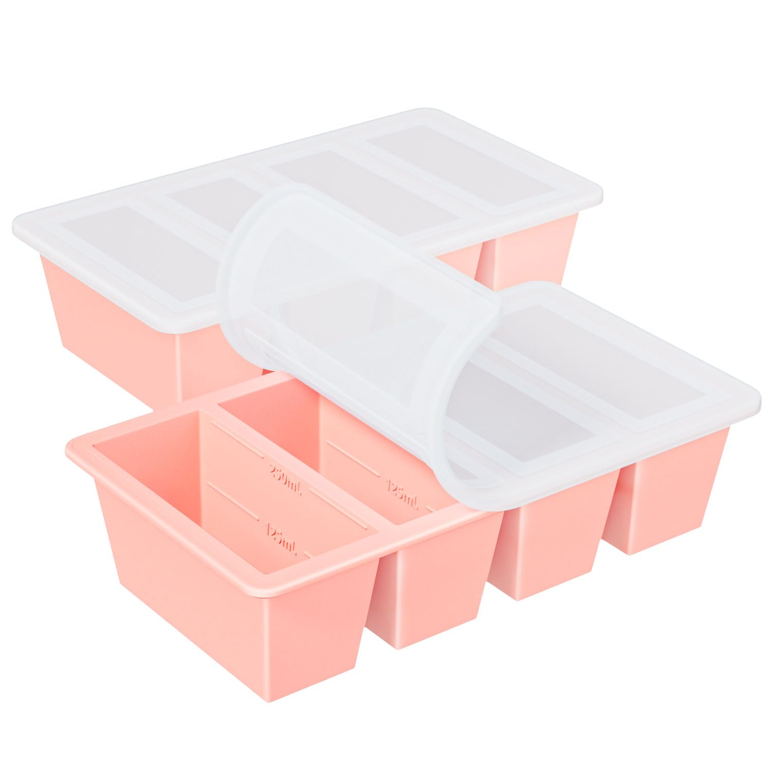 GGOW silicone freezer tray front view showing organized soup cubes for quick portions