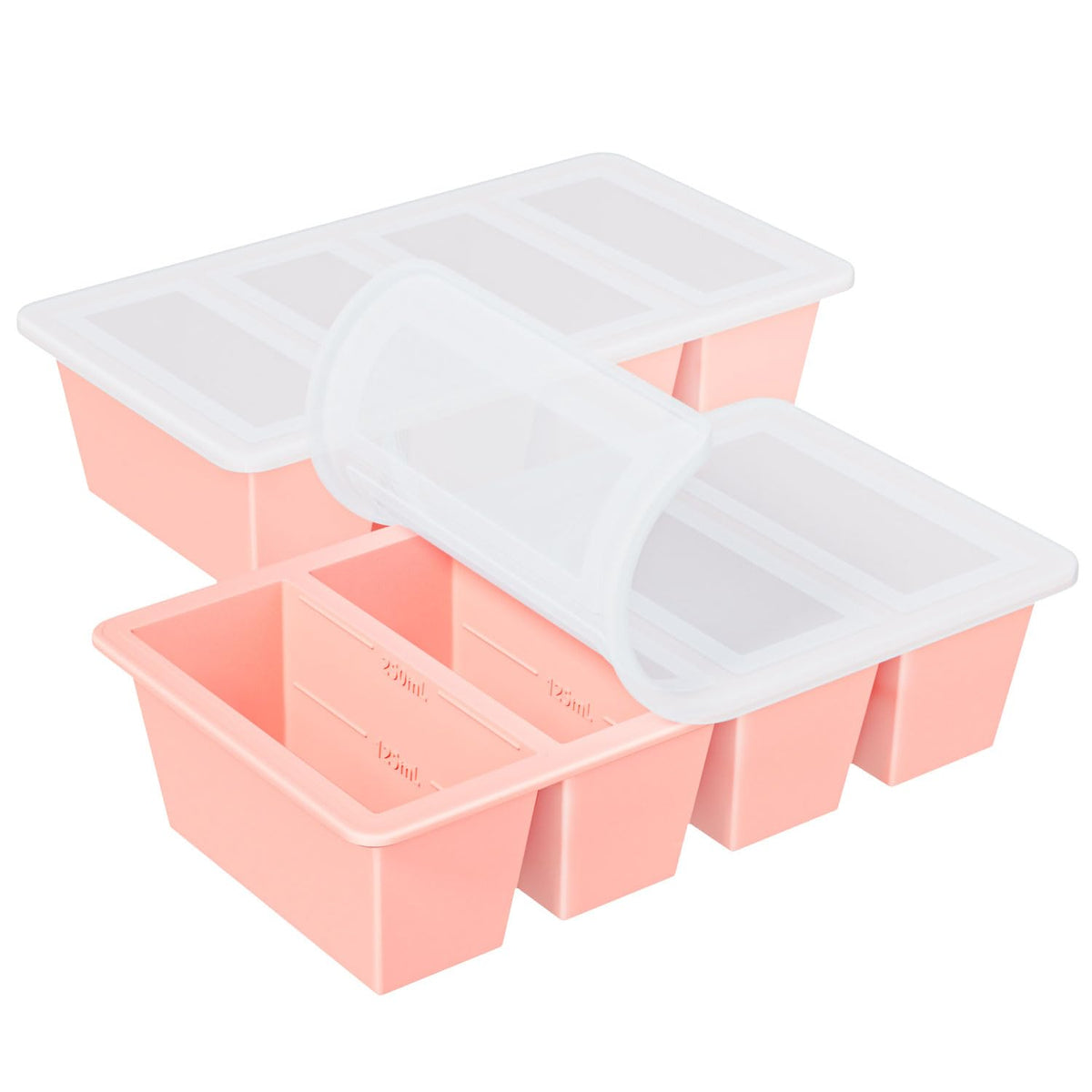 GGOW silicone freezer tray front view showing organized soup cubes for quick portions