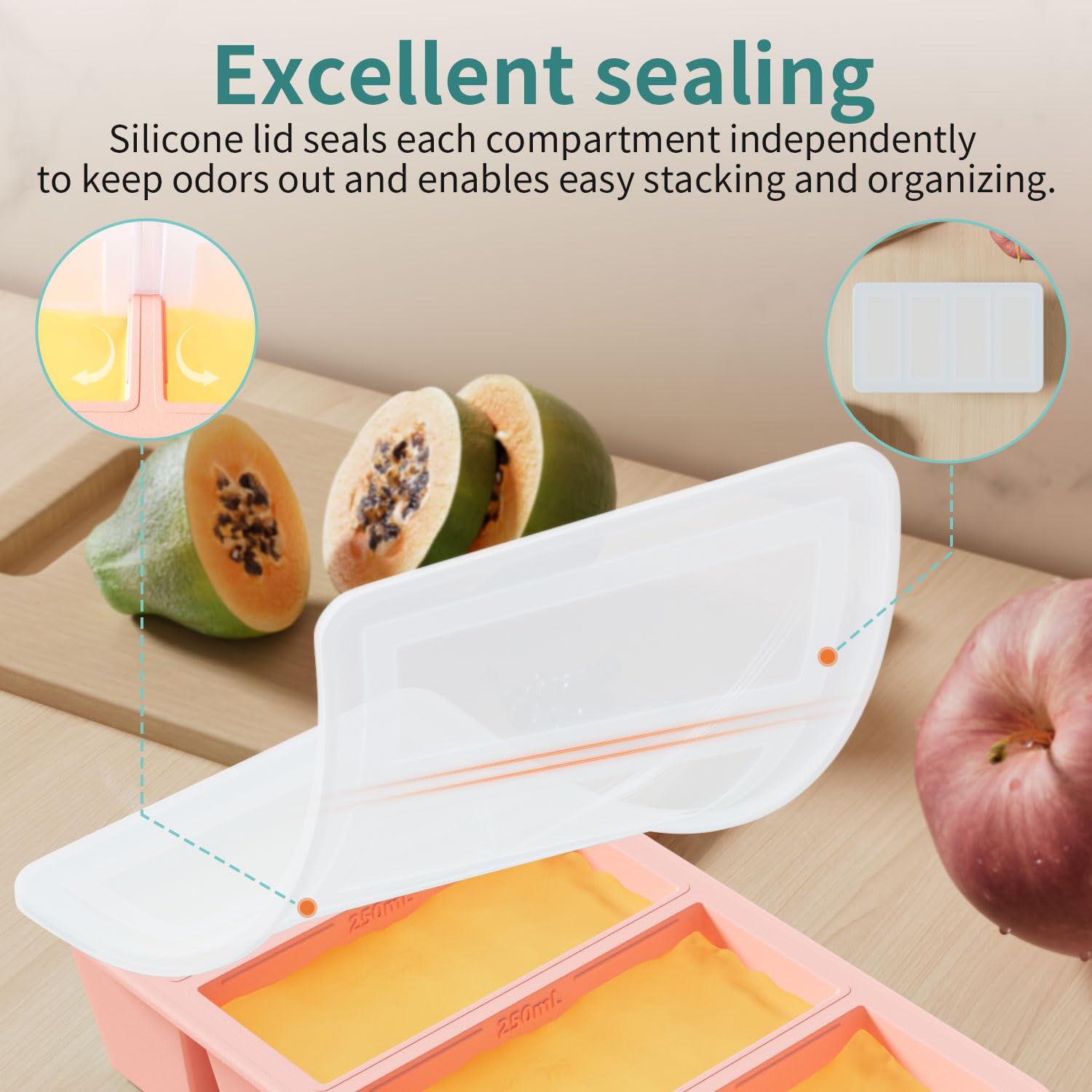 GGOW silicone freezer tray internal frame ensures stable stacking and transfer