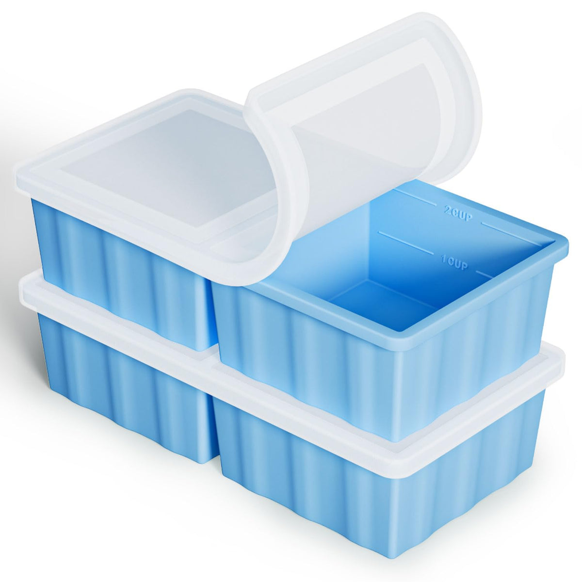 GGOW silicone freezer tray two-cup with lid, ideal for precise portioning and organized freezer storage.