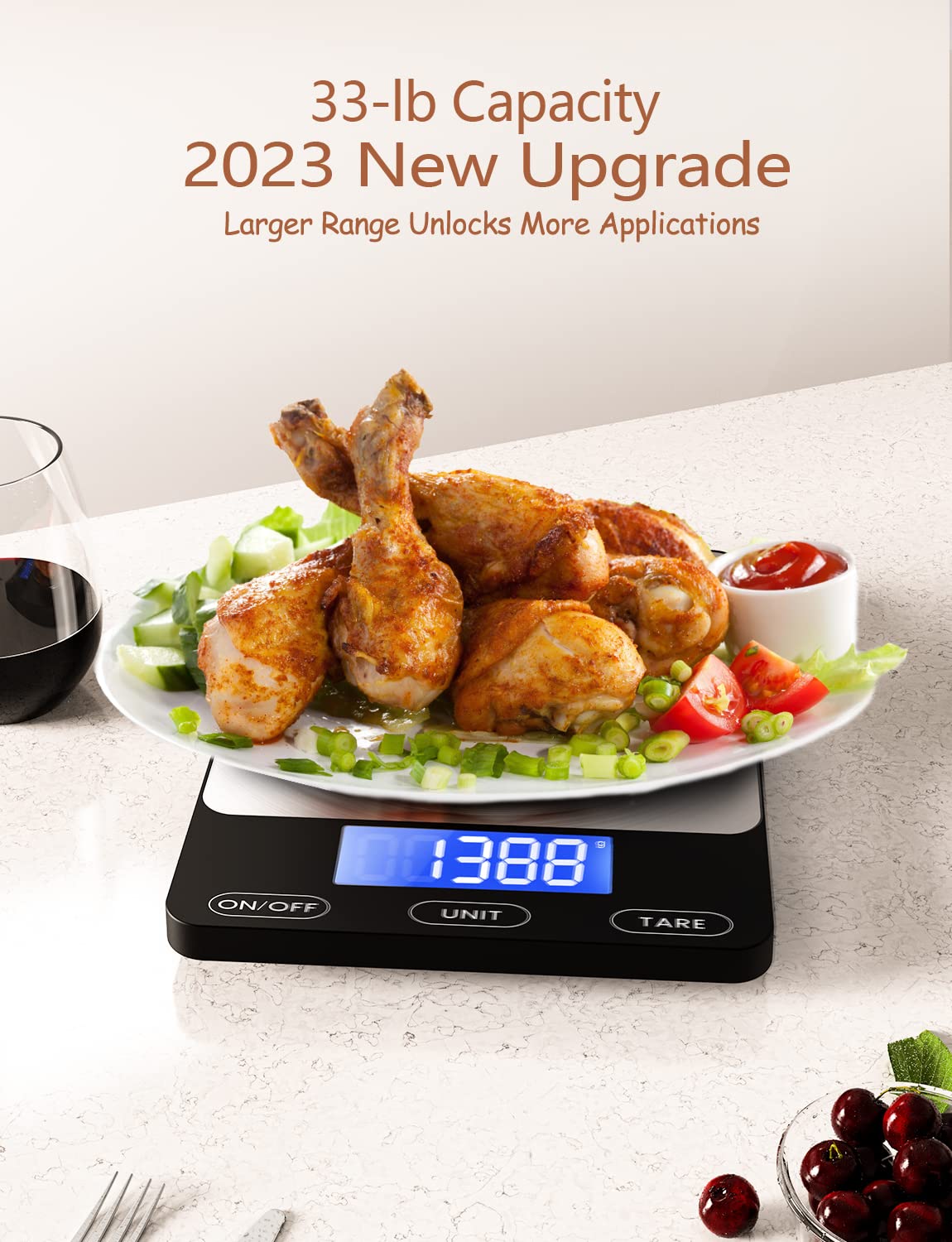 GGQ Food Scale Type-C charging port for convenient power top-ups