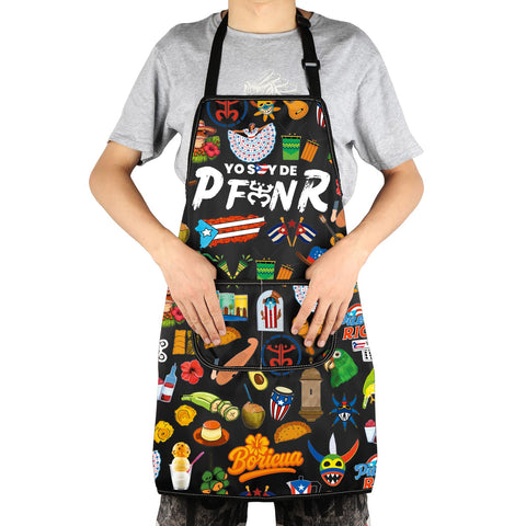 G2TUP Puerto Rico flag and Coqui design apron for festive kitchen moments.