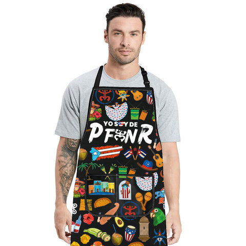 G2TUP Puerto Rico cooking apron measures 49x68 cm with adjustable fit.
