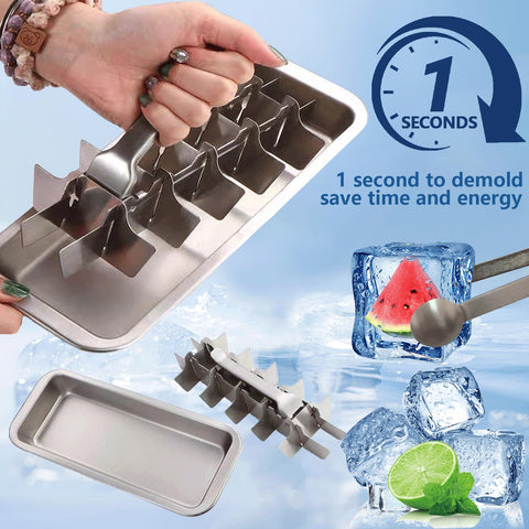GHAHILI fast-freezing stainless steel tray for colder cubes.