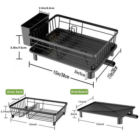 GHERISN sink drainer with drainage spout prevents leaks while organizing utensils