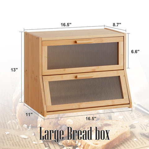 GHWIE bamboo bread box clears counter clutter and keeps essentials accessible.