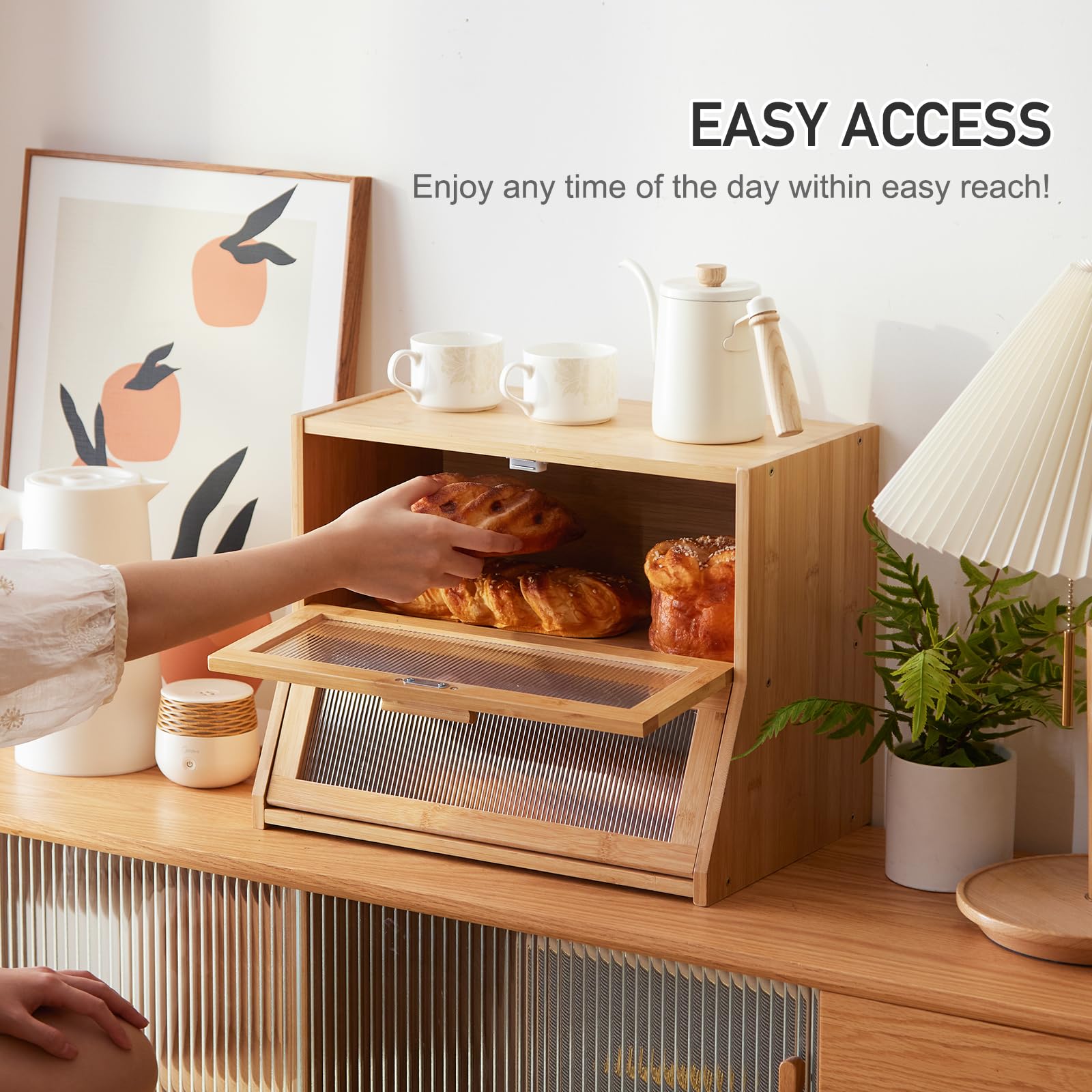 GHWIE large capacity bread storage holds two loaves and more.