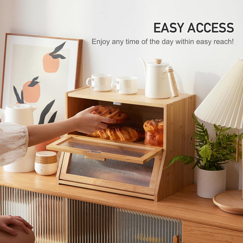 GHWIE large capacity bread storage holds two loaves and more.