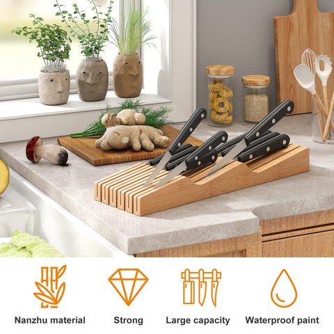 GHWIE bamboo wood kitchen organizer displaying eco-friendly design