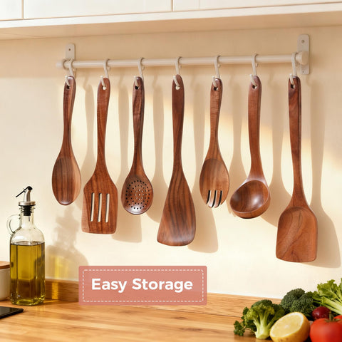 GianAbor teak wood fried spatula for turning evenly.