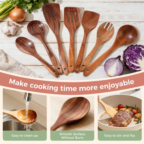 GianAbor teak wood slotted spatula for precise cooking.