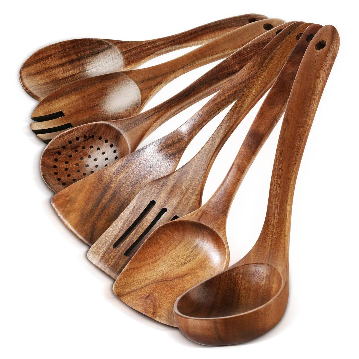 GianAbor teak wood spoons ideal for gentle stirring on nonstick pans.