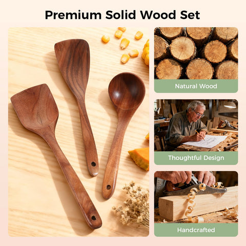 GianAbor teak wood strainer spoon for draining liquids easily.