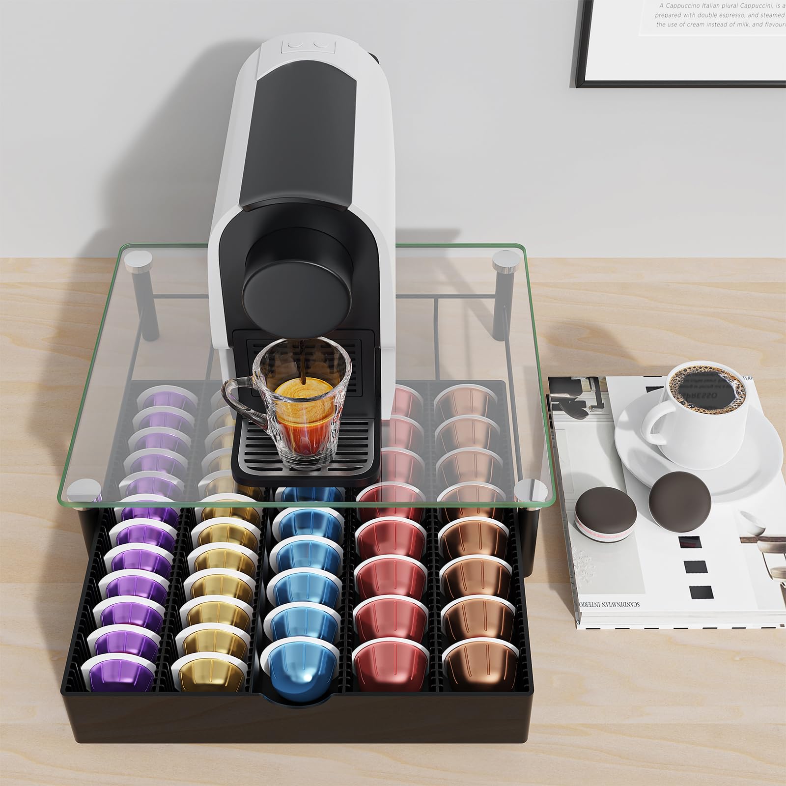 Gianotter extra-large capacity pod tray holds 40 large or 60 small Vertuo pods