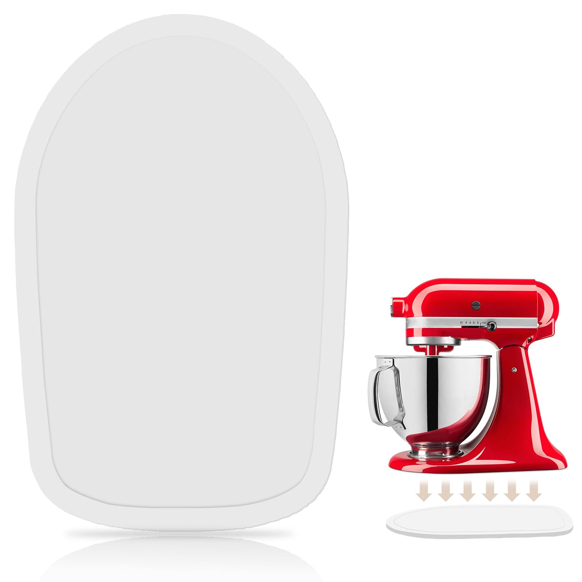 GIASSVIO mixer slider in side view shows effortless repositioning of a KitchenAid mixer