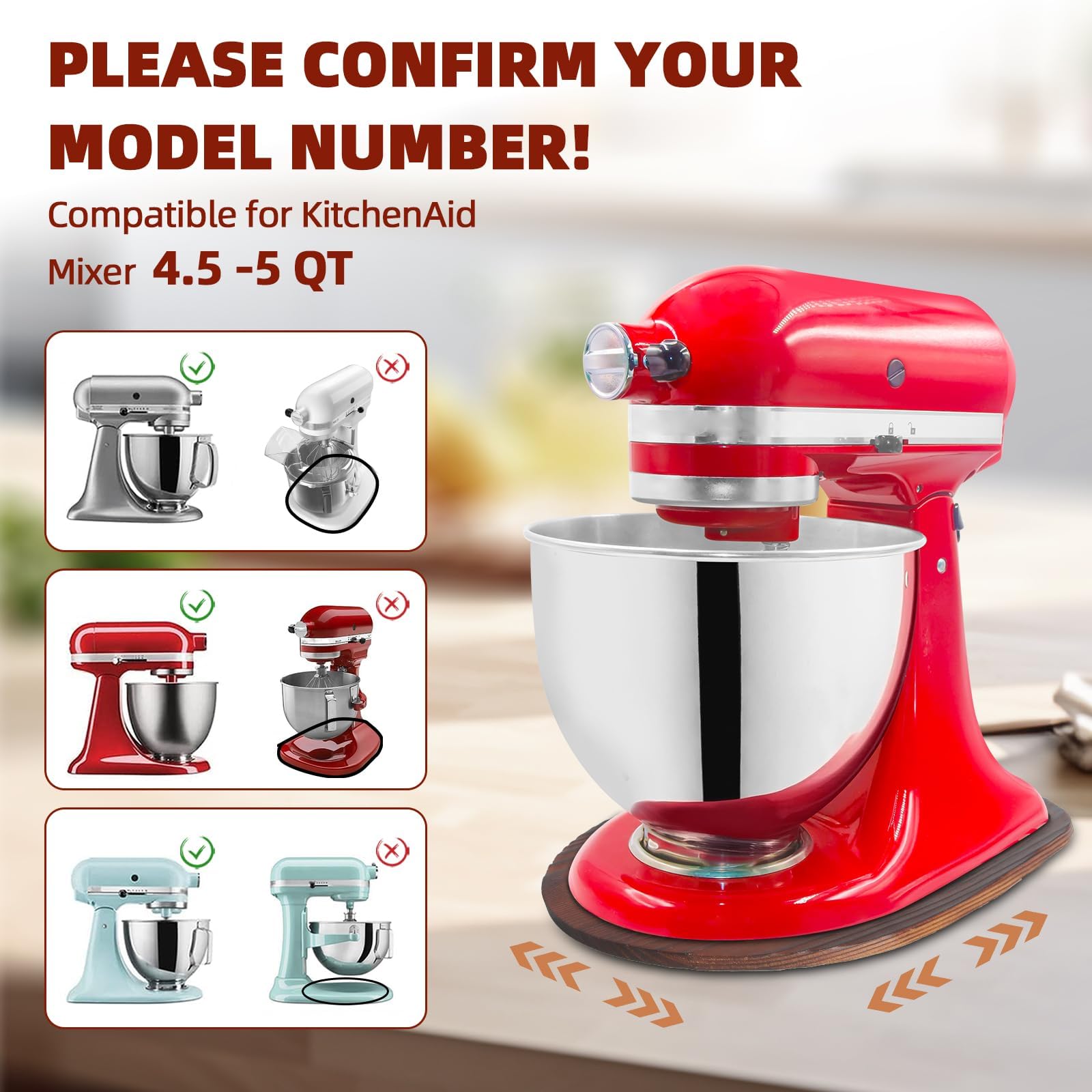 GIASSVIO pine-wood base under mixer provides sturdy support and counter protection