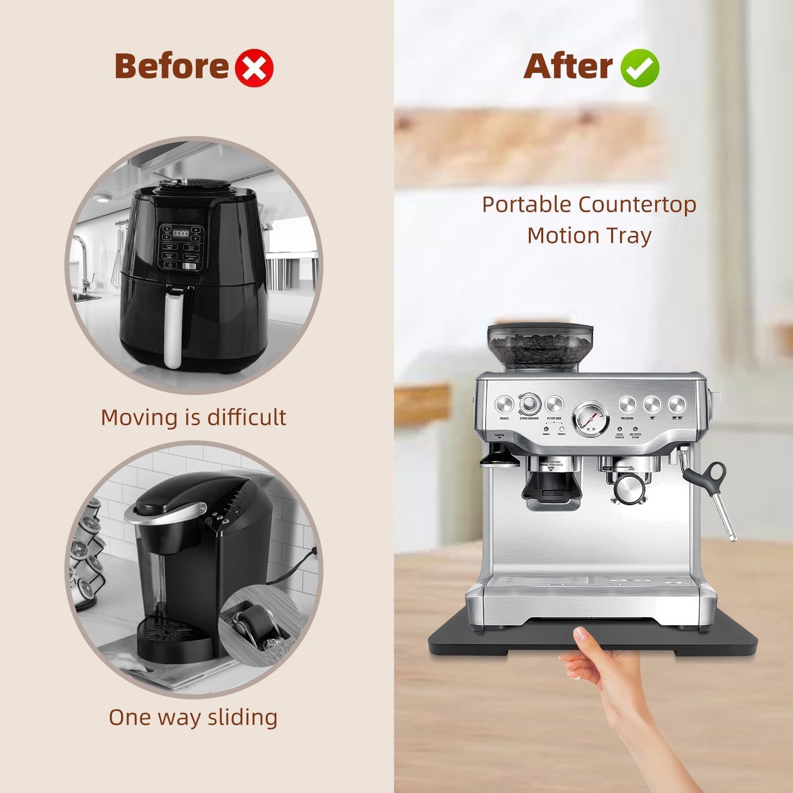 Wide 13x15.7 inch tray designed to clear counter clutter