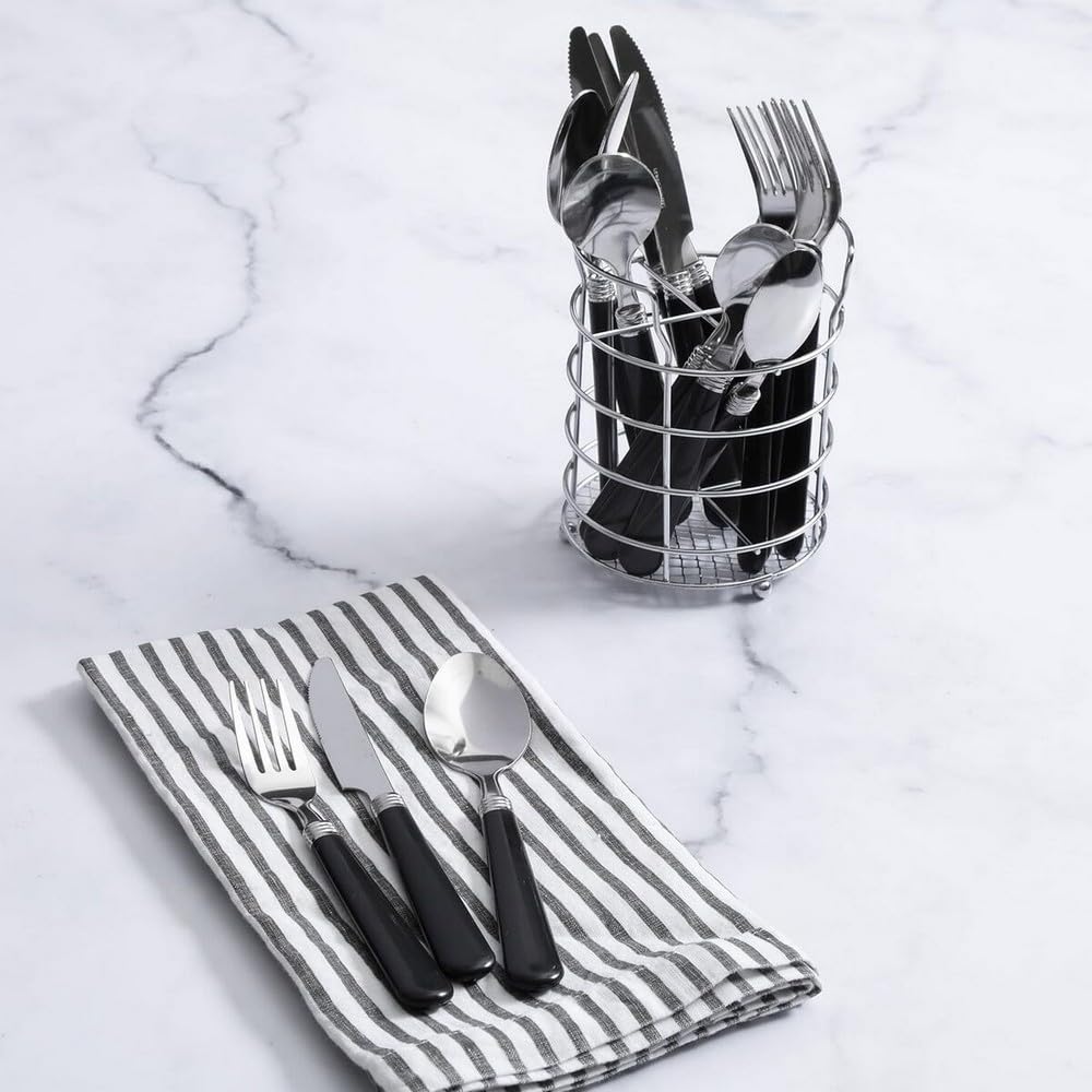 Gibson Home Sensations flatware set shown as dishwasher safe for quick cleanup after meals.