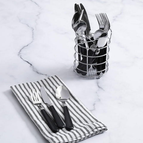 Gibson Home Sensations flatware set shown as dishwasher safe for quick cleanup after meals.