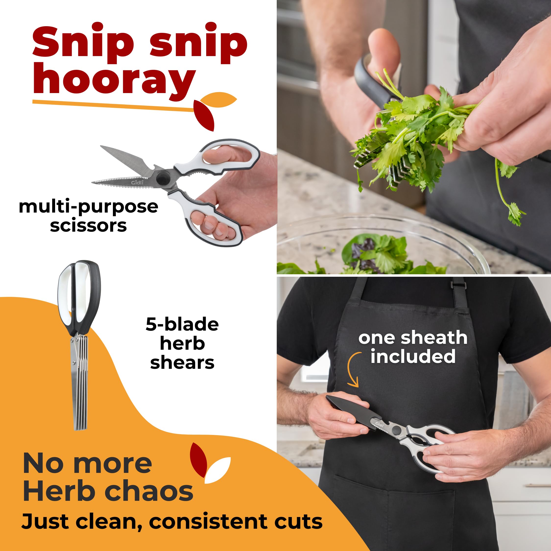 Gidli heavy duty scissors glide through poultry and thick meats for meal prep