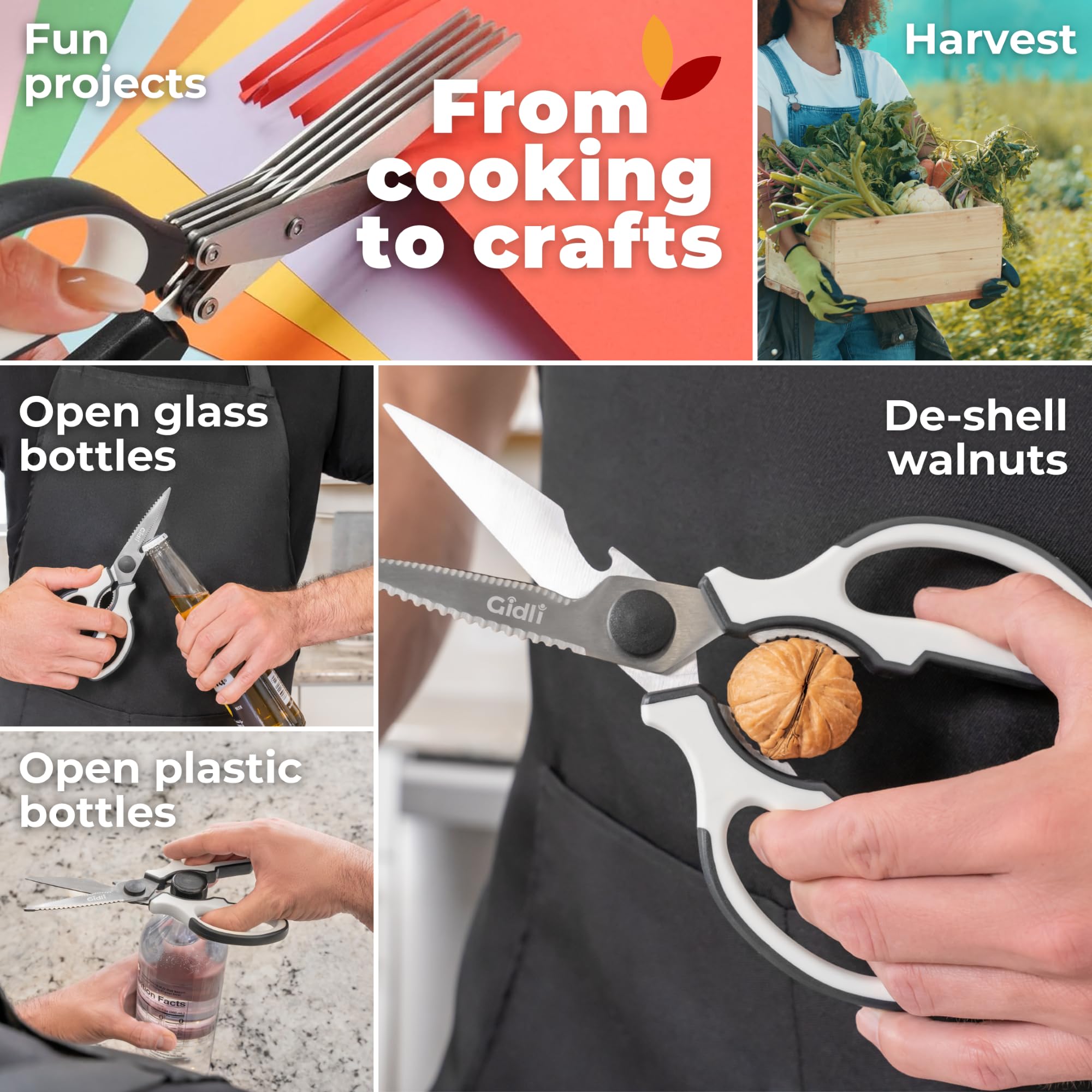 Gidli non slip grip suits left and right handed cooks for precise cuts