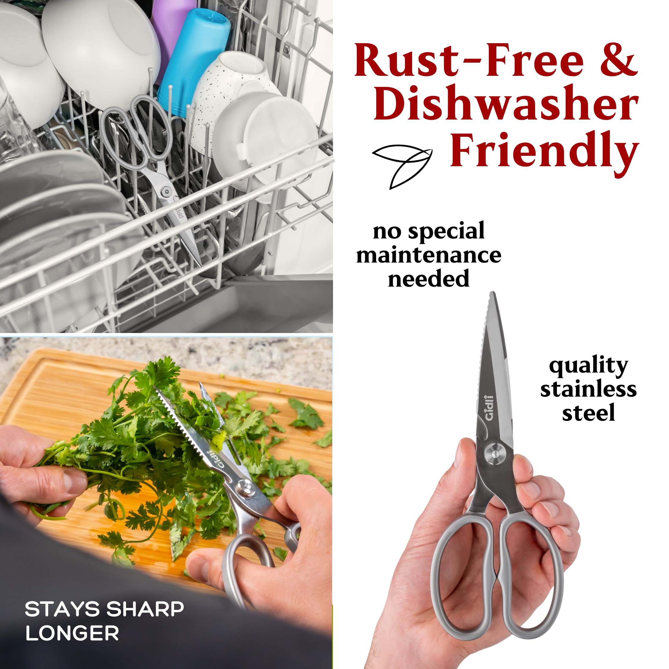Gidli Premium Kitchen Scissors fish scaler for fast seafood prep.