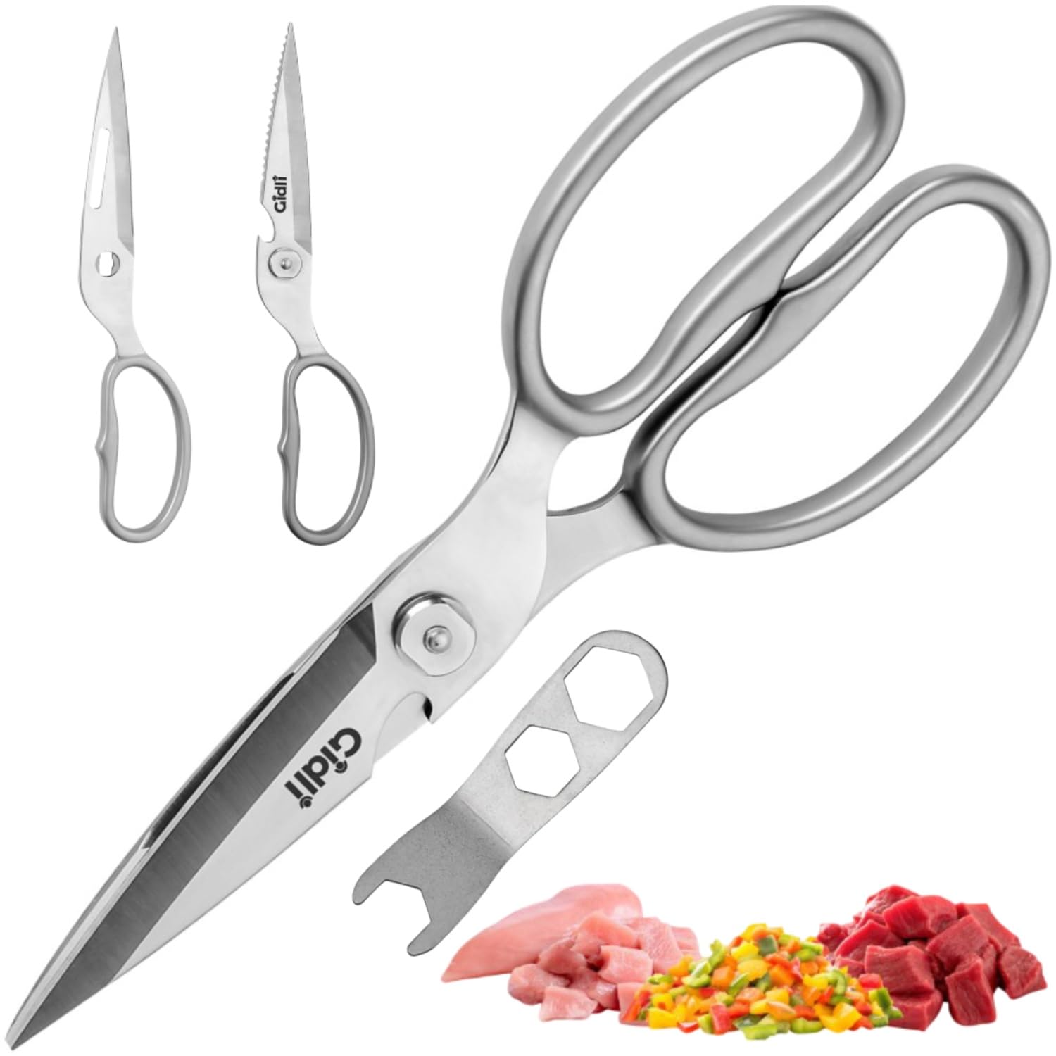 Gidli Premium Kitchen Scissors with heavy-duty blade for tough cuts.