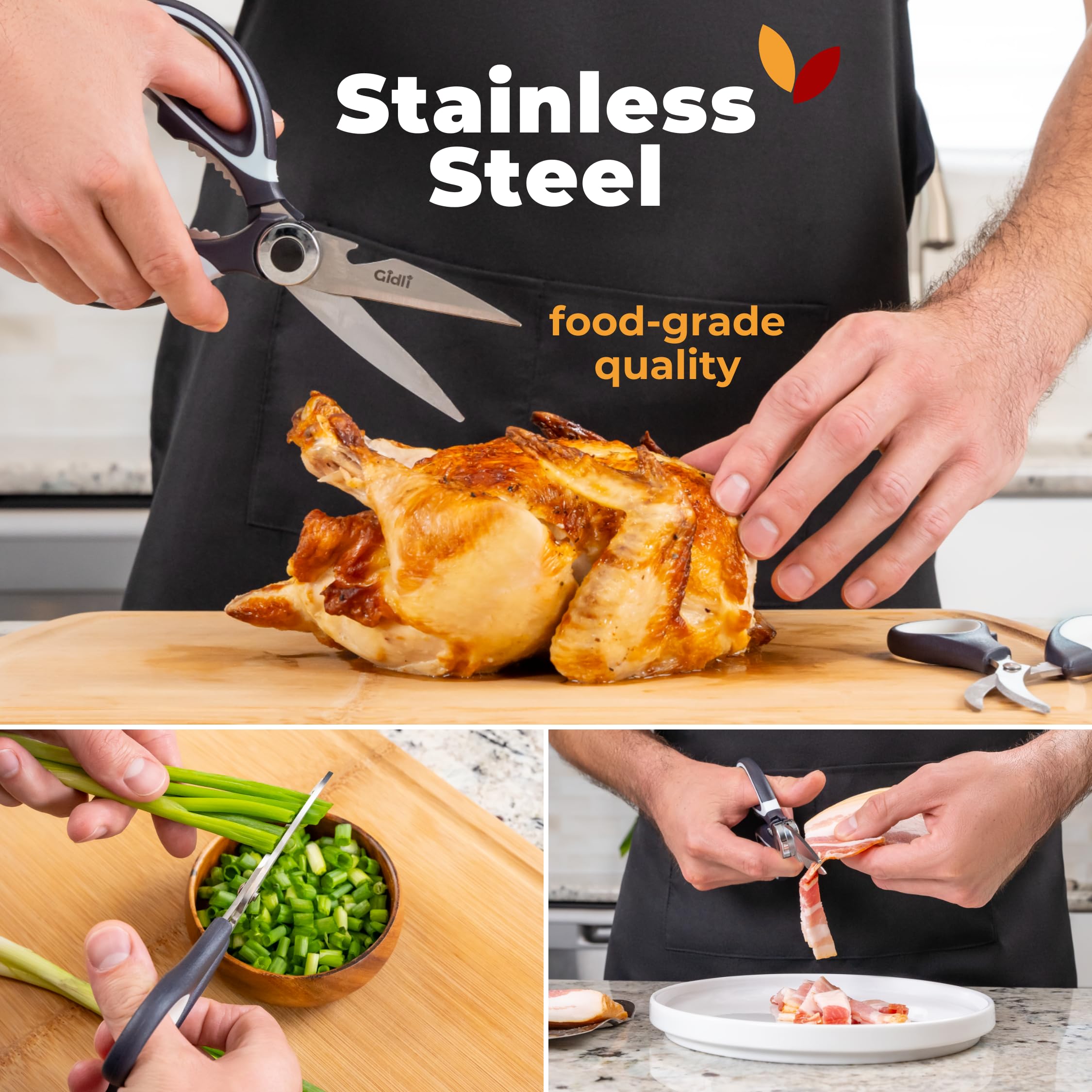 Gidli rust-resistant stainless steel blades stay sharp over time.