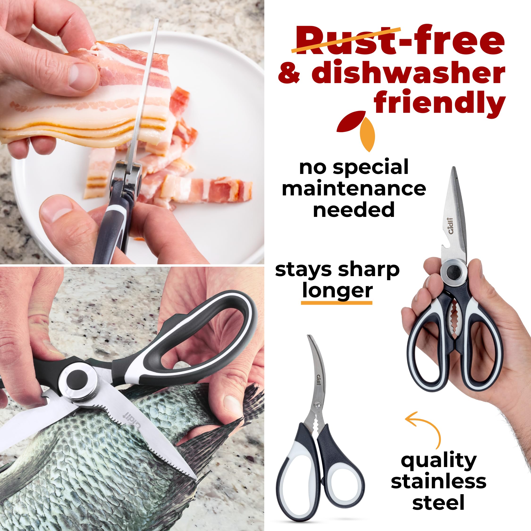 Gidli seafood scissors included for effortless shelling and peeling.