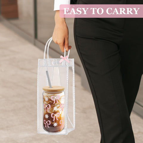 Giesiery Coquette Bow Cup shown for iced coffee or smoothie use.