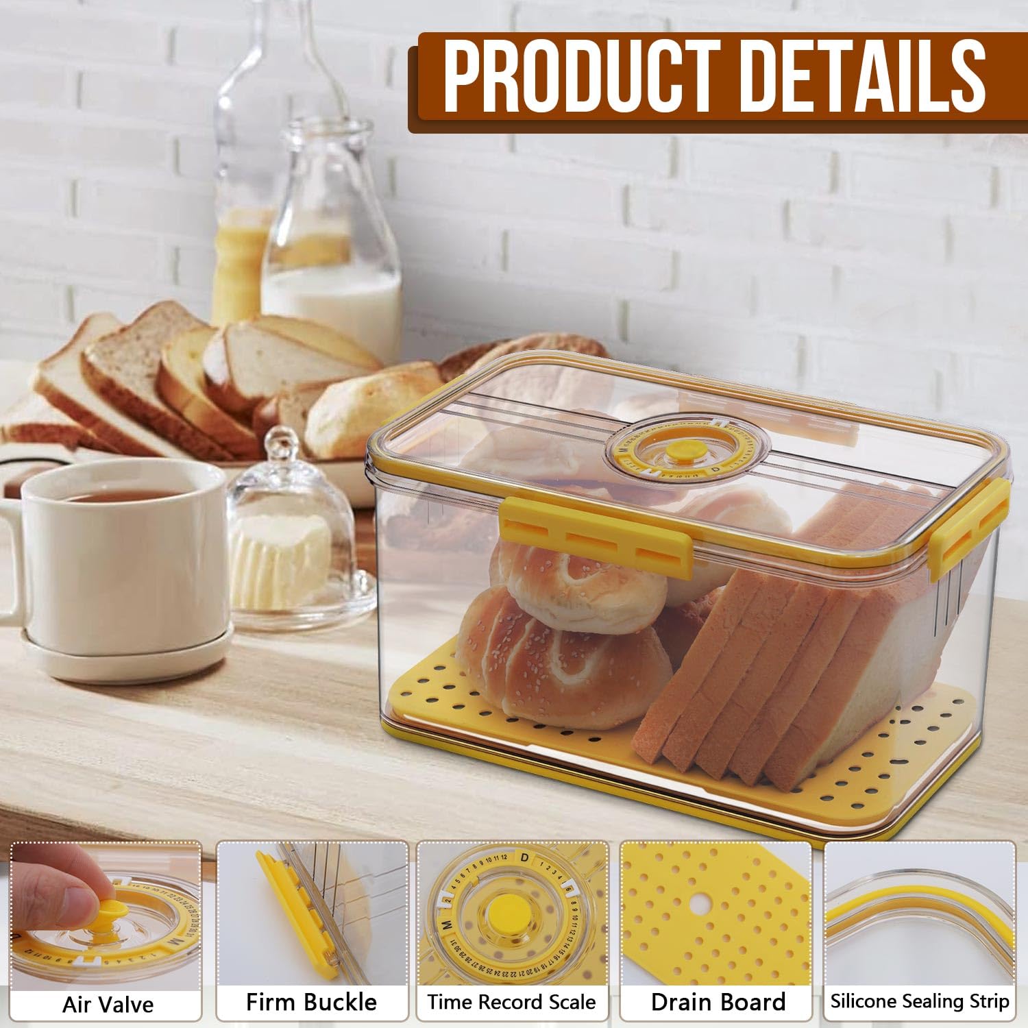 Gifhomfix bread box interior view reveals roomy capacity for loaves.