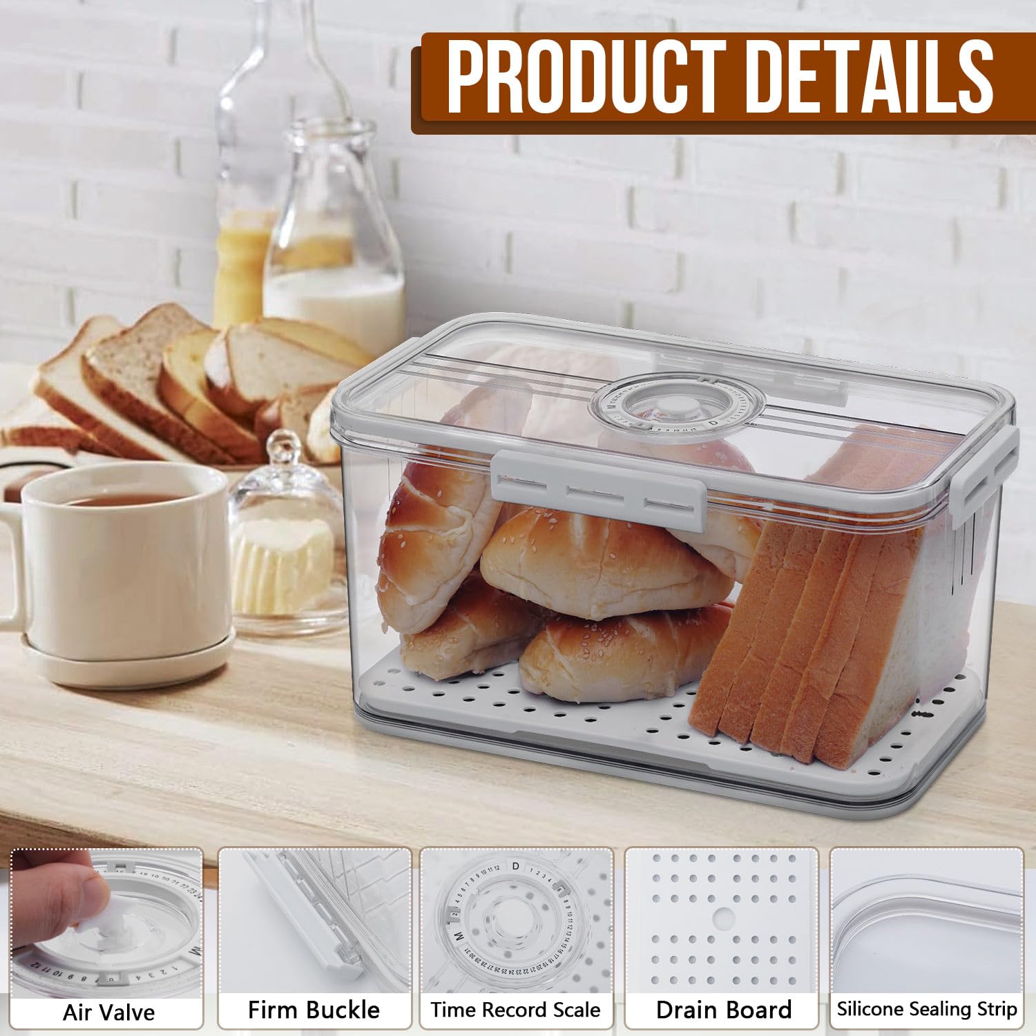 Gifhomfix bread box large capacity fits loaves and baked goods.