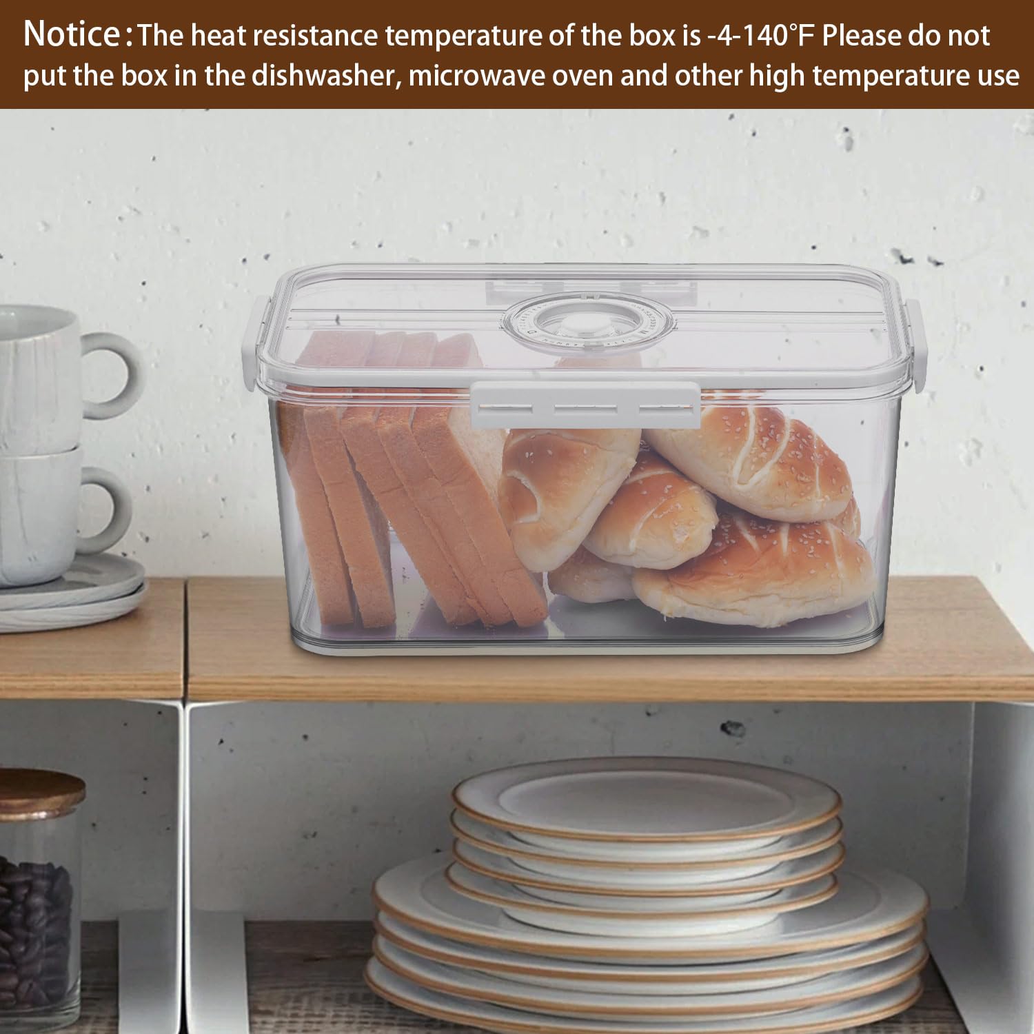 Gifhomfix bread box transparent body lets you see contents at a glance.