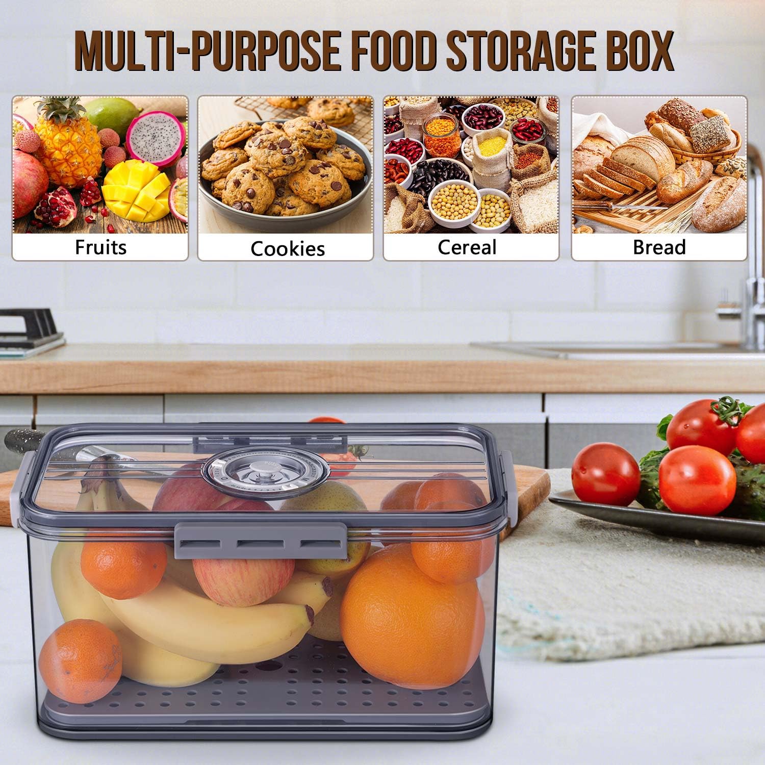 Gifhomfix bread box made of food-grade material keeps contents visible.