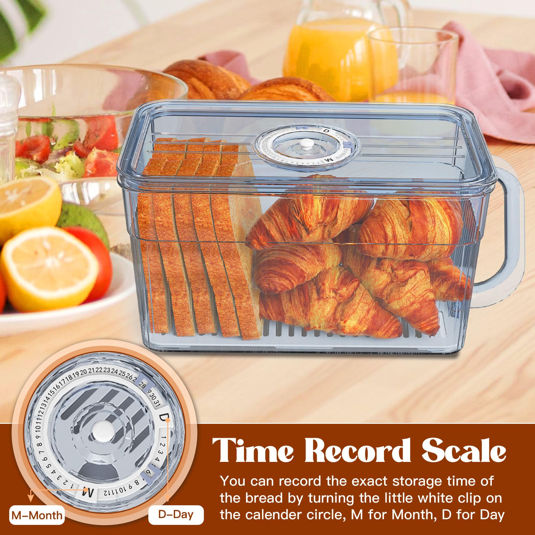 Gifhomfix bread box wide opening for easy access and loading.
