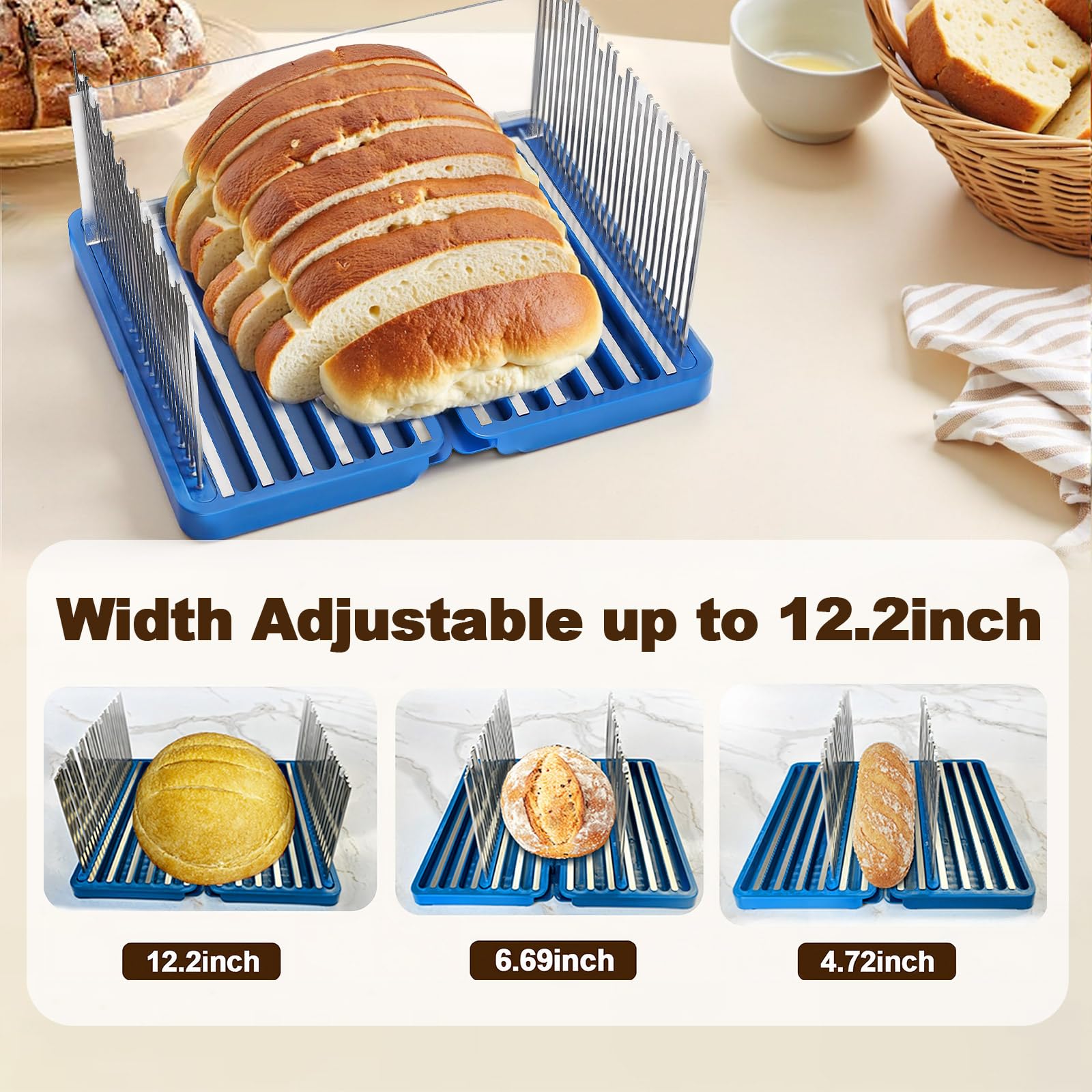 Gifhomfix foldable bread cutter stored compactly in a cabinet.