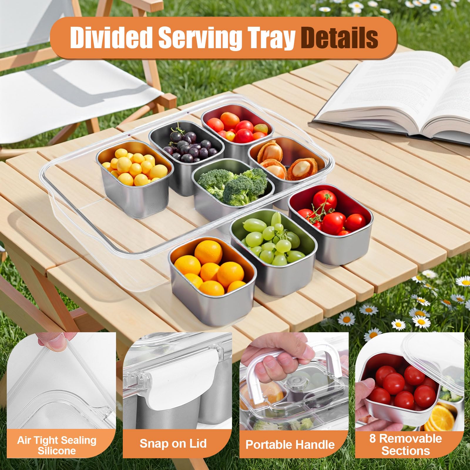 Gifhomfix Snackle Box interior compartments close-up for precise food separation.